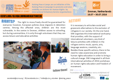 Click to see: Raising Peace Camp in Refugee Centre Emmen